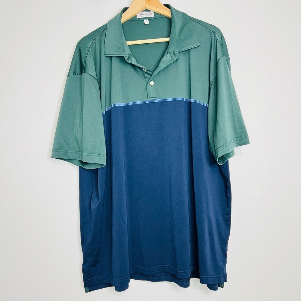 Peter Millar Green/Navy Summer Comfort Polo XL